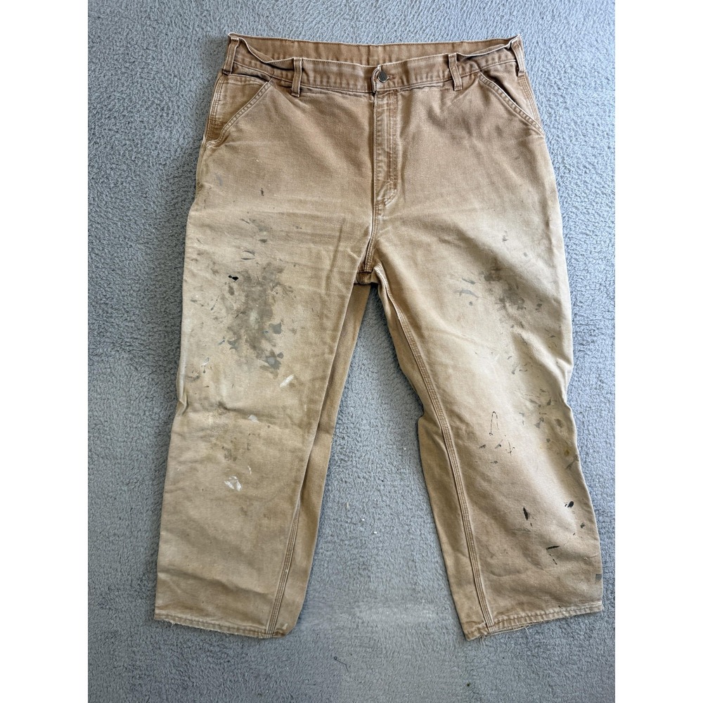 Carhartt Pants Mens 40x30 Brown Duck Double Front Dungaree Carpenter Made‎ USA